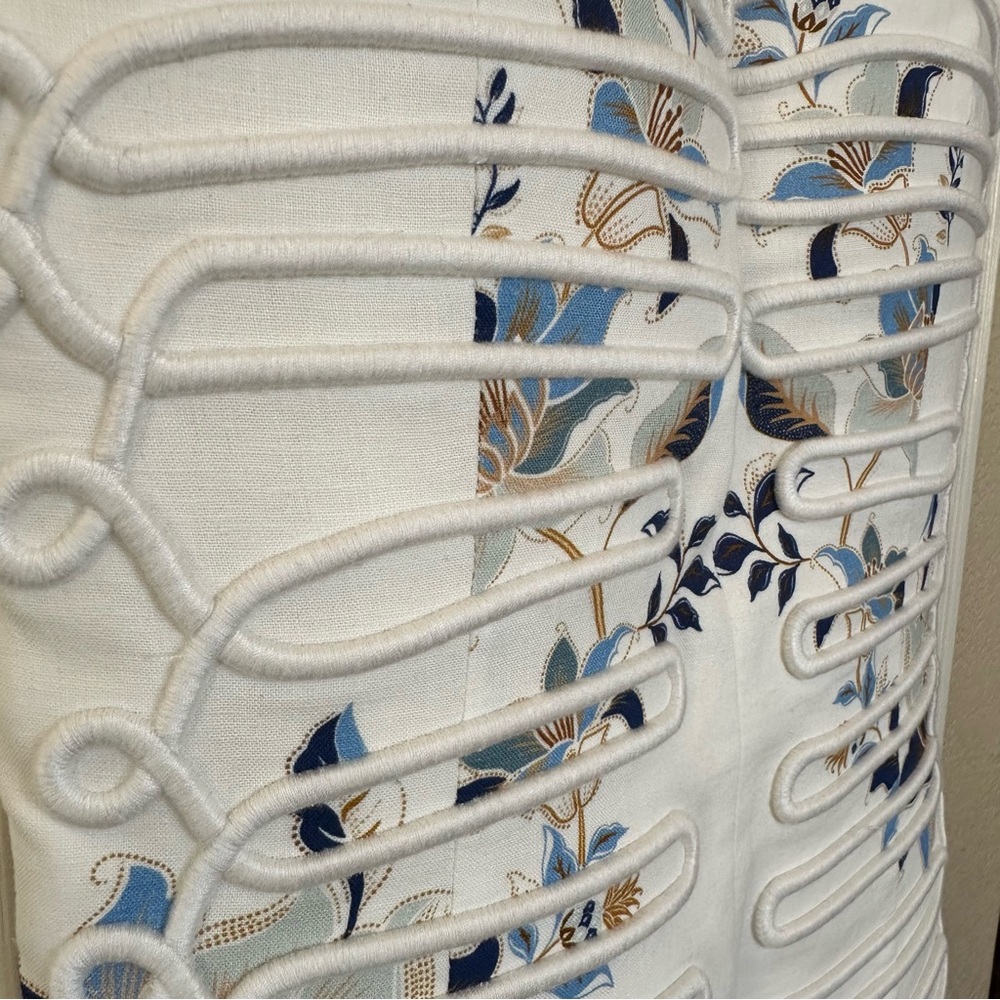 Farm Rio Mystic Blue Lotus Dreamscape Midi Dress-M-Corded Sweetheart Bodice - Picture 3 of 14